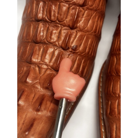 Carrilleras Boots Crocodile 7 Embossed Embroidered Pointed‎ Toe Cowgirl Heels - Picture 3 of 16